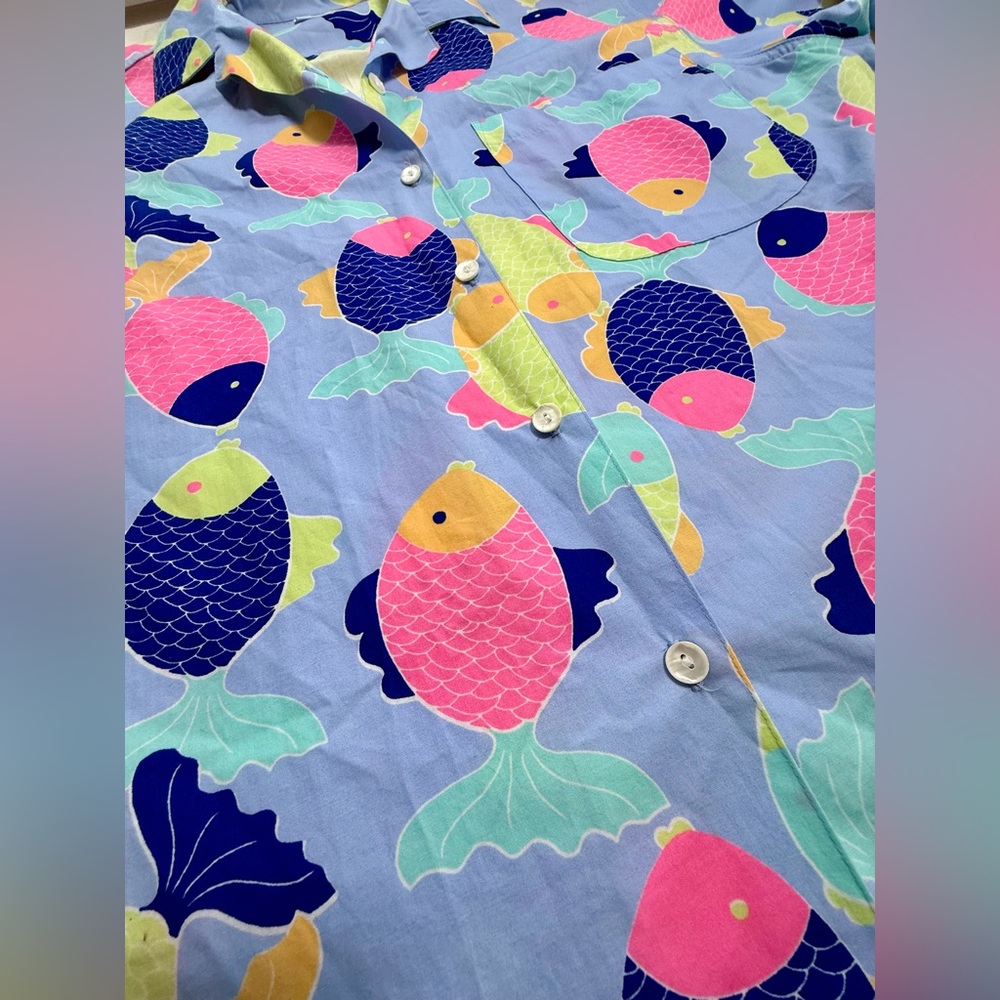 Vintage ICanTOO Casual Wear Long Sleeve Button Up 80’s Unisex Fish Shirt Size L - Picture 5 of 12